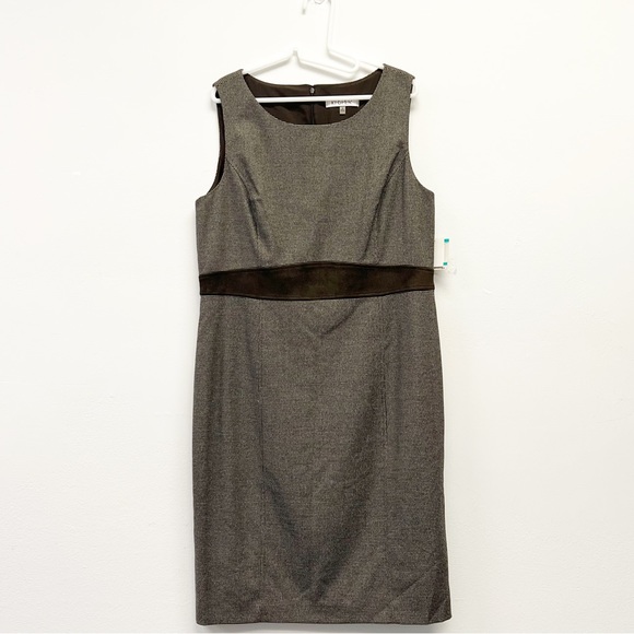 Kasper Plus Size Sleeveless Mini Houndstooth Sheath Dress, Brown/White Size 16 - Picture 3 of 16